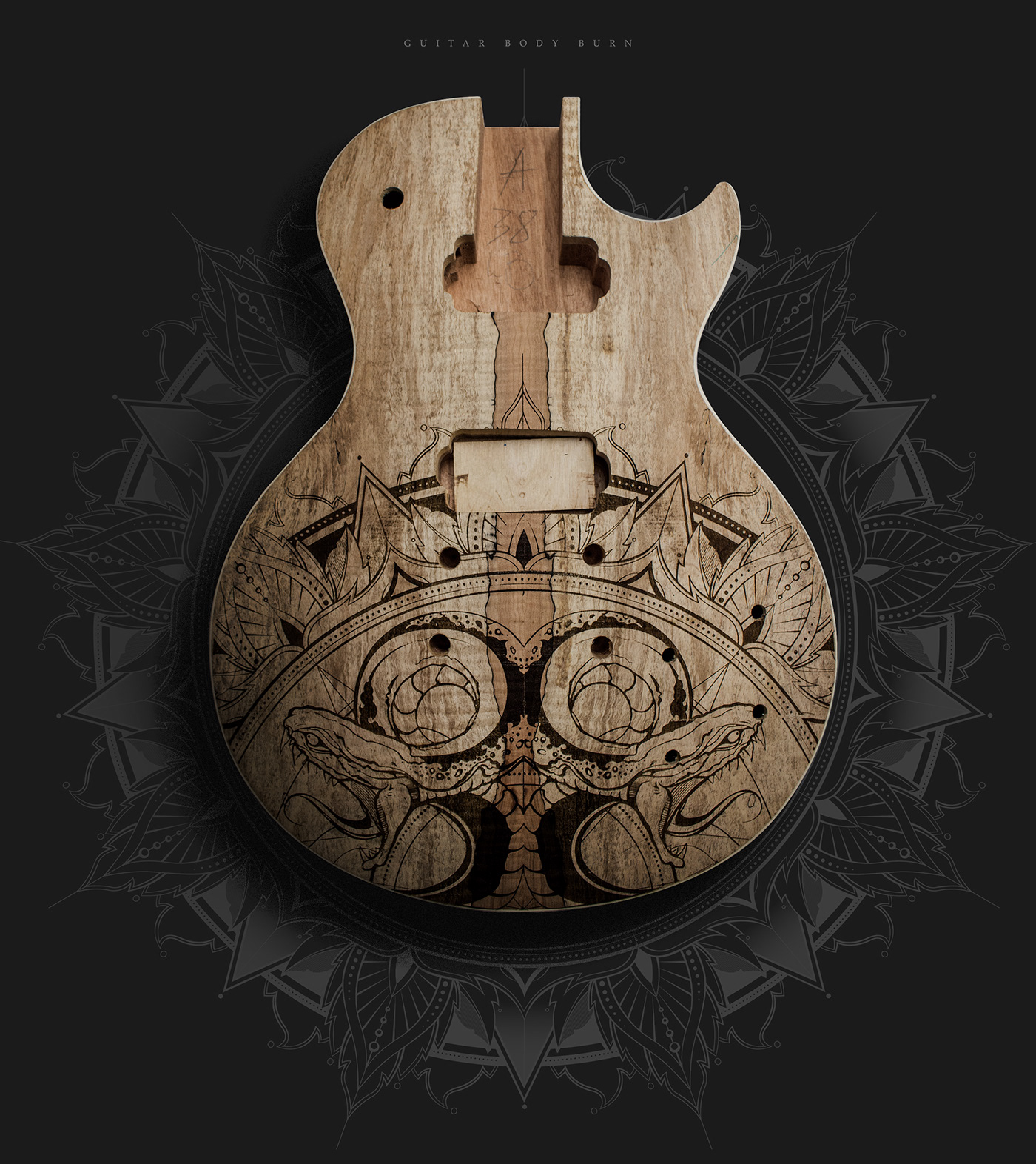 brush brushtypeography Custom customguitar guitar guitarart Mandala rock rockandroll typeography