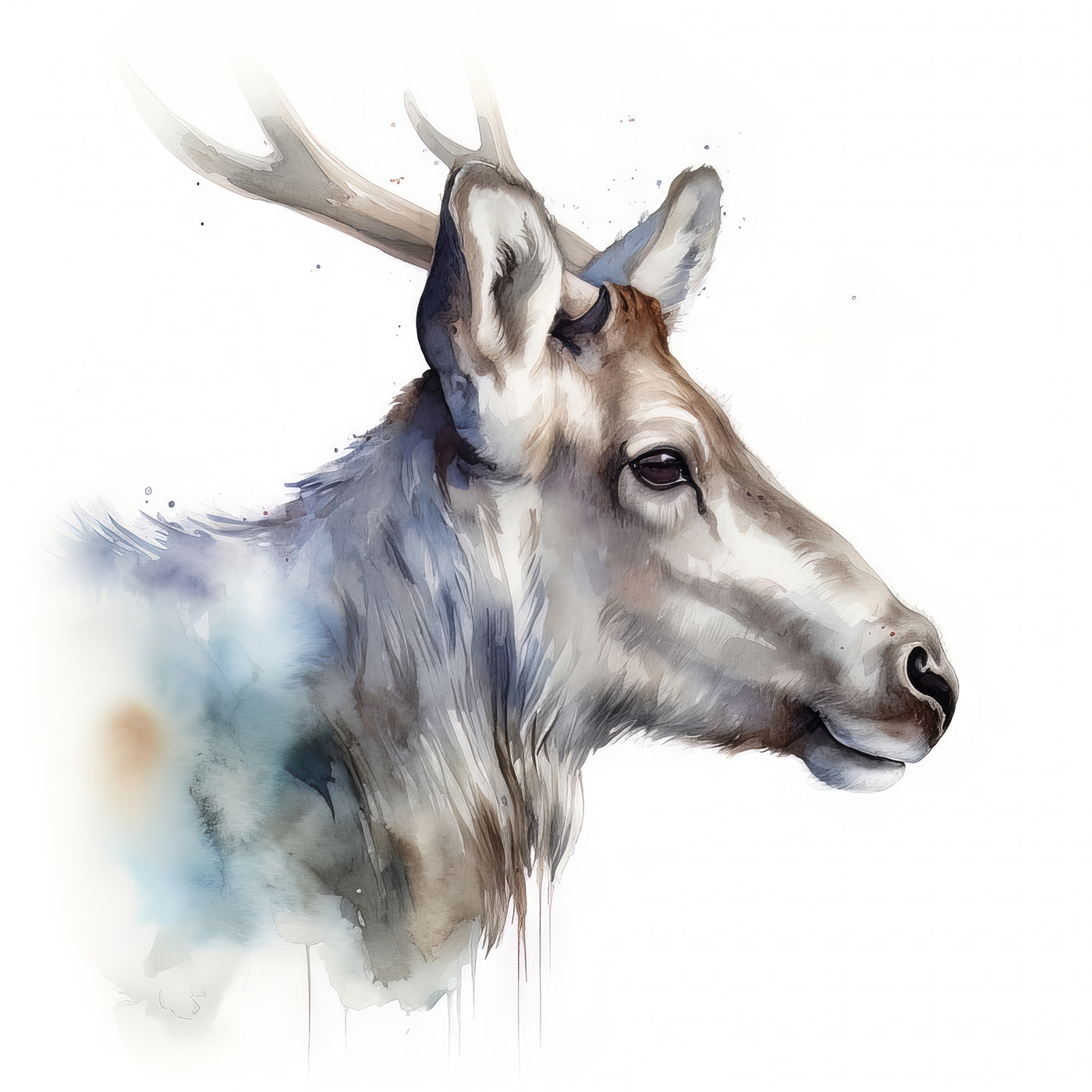 ai aiart aiartwork animal art Caribou digital painting   portrait watercolor