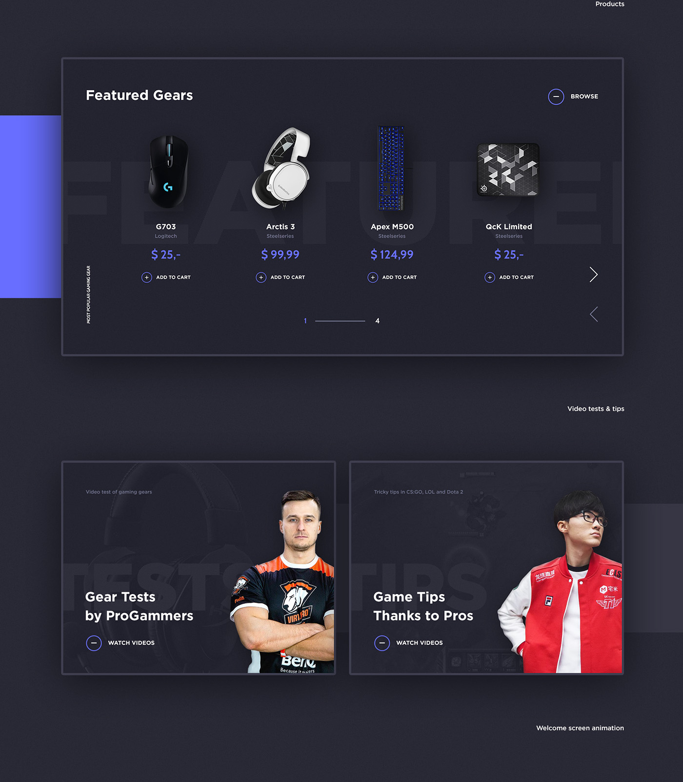 e-commerce Gaming webshop concept Gamer shop store UI ux flat