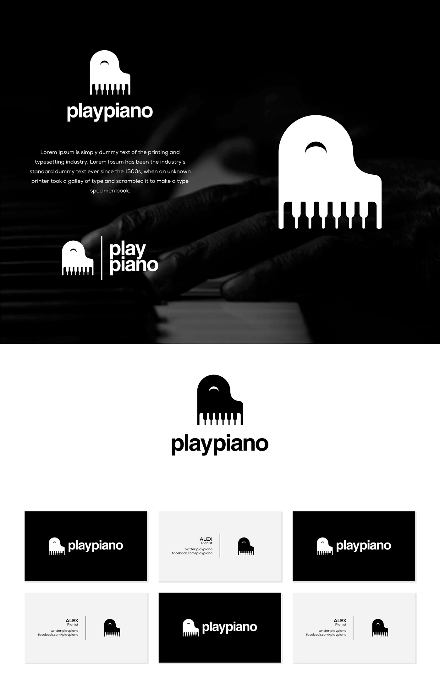 initial letter p Logotype modern monogram music Pianist Piano typography   vector