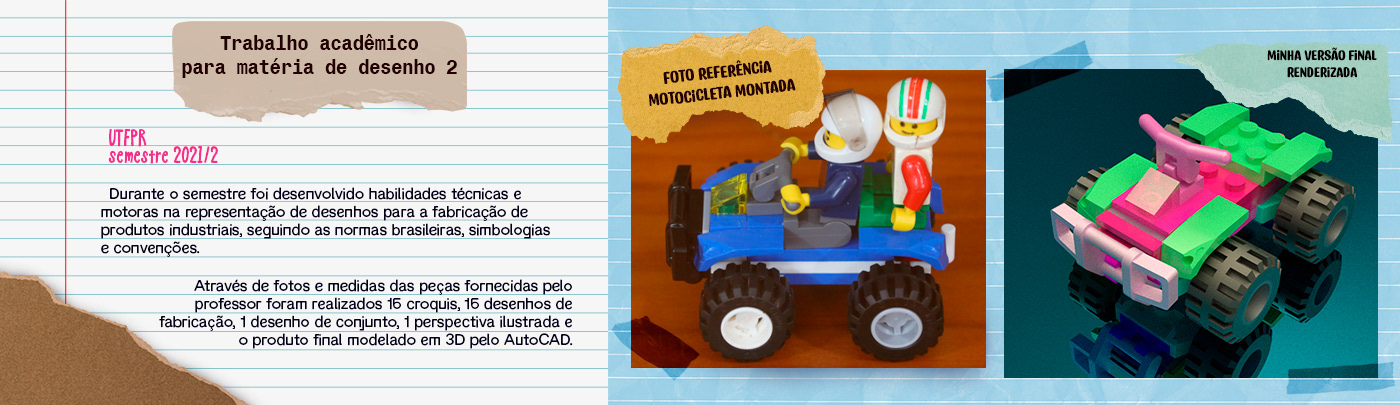 3D Acadêmico AutoCAD AutoCAD 3D desenho industrial LEGO Legos product product design  Render