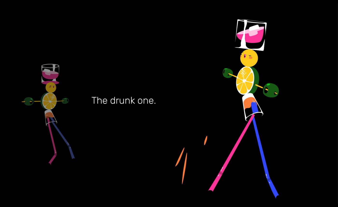 The drunk one. Fake/false 3D character animation 
