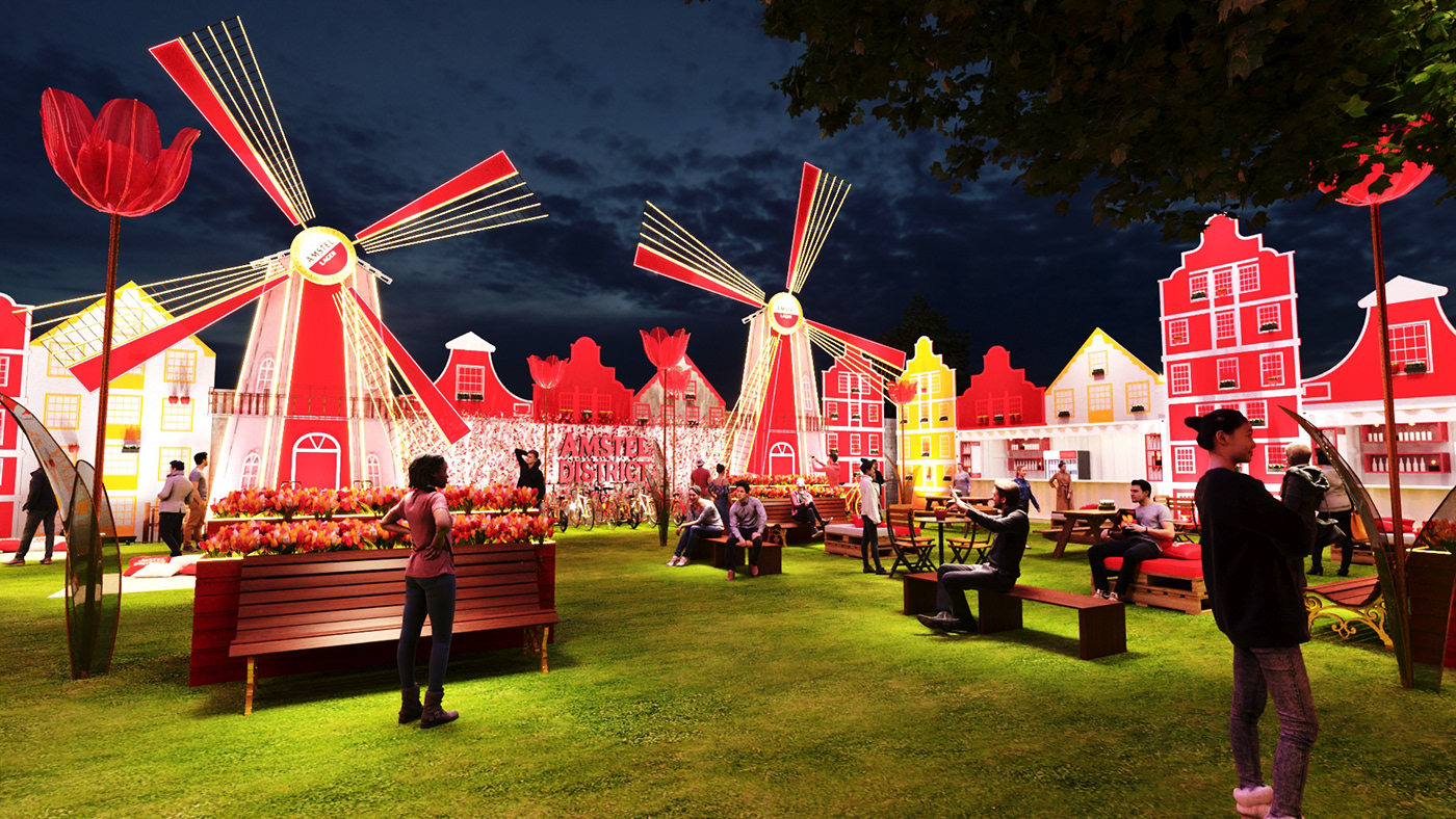 Amstel beer amsterdam beer district Beer Event party event festival 3ds max corona render  Amstel