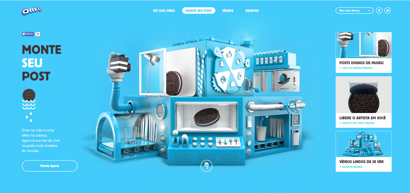 art direction  branding  Web Design  Advertising  oreo making of 3D interactive social media design