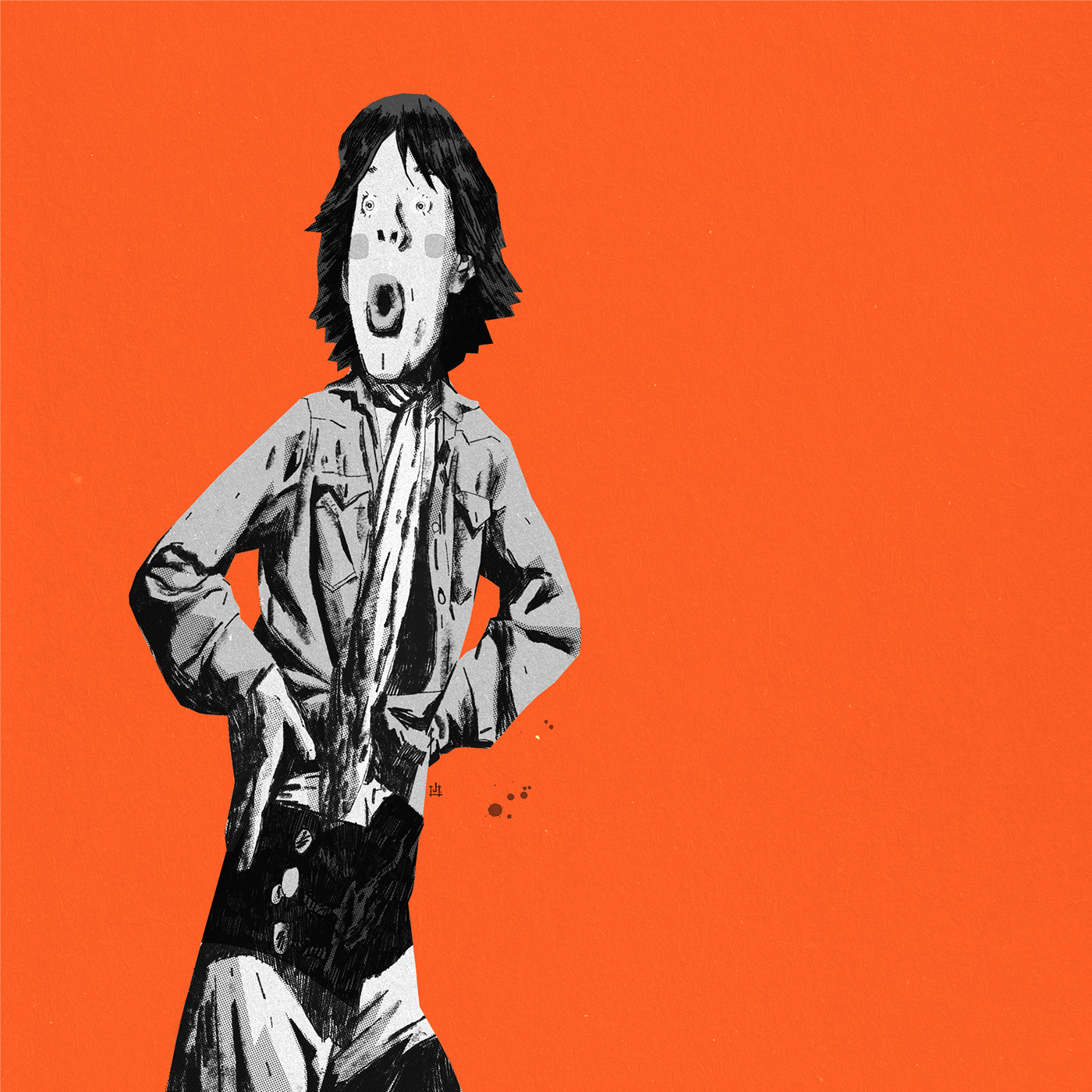 british Celebrity dancing live music London Mick Jagger monochrome orange pop culture portrait