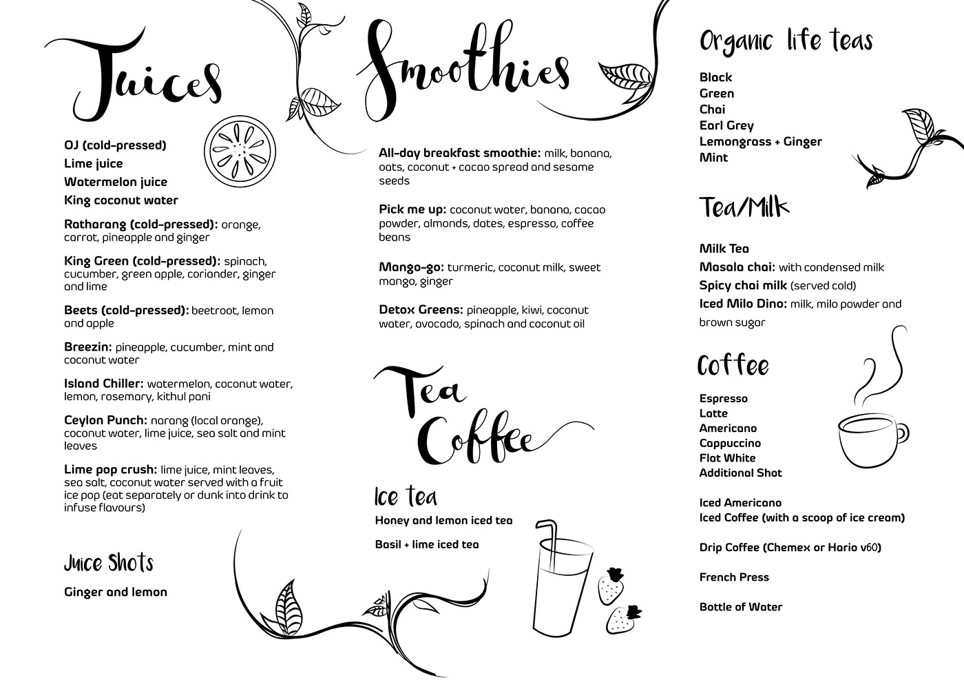 ILLUSTRATION  menu design graphic CAFE'