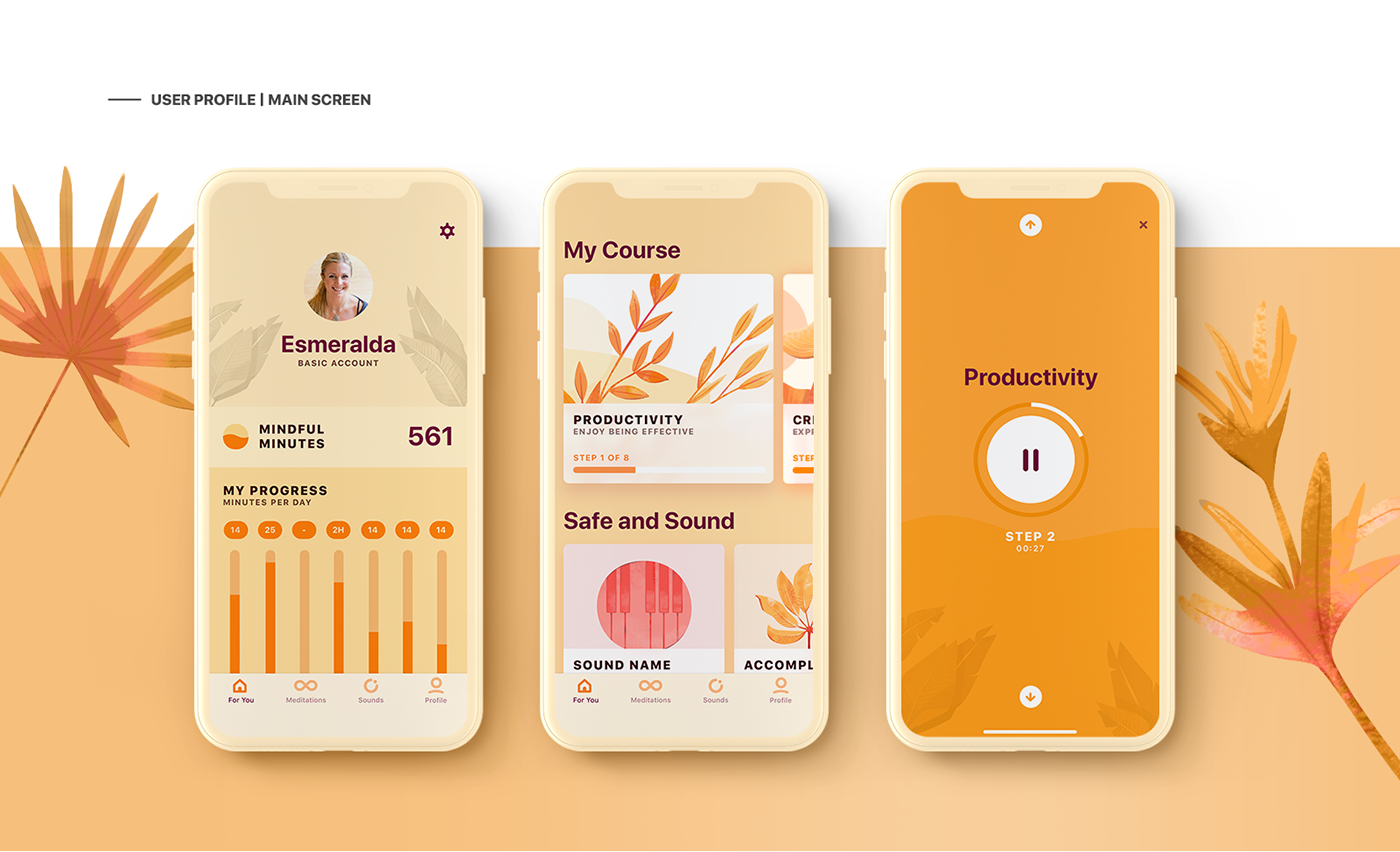 ios meditation UI ux app interfaces mobile design iPhone x iOS11