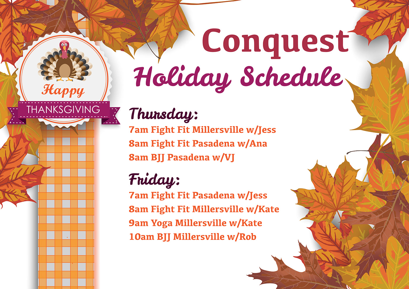 Advertising  Conquest galentines Halloween Holiday myZONE summer camp
