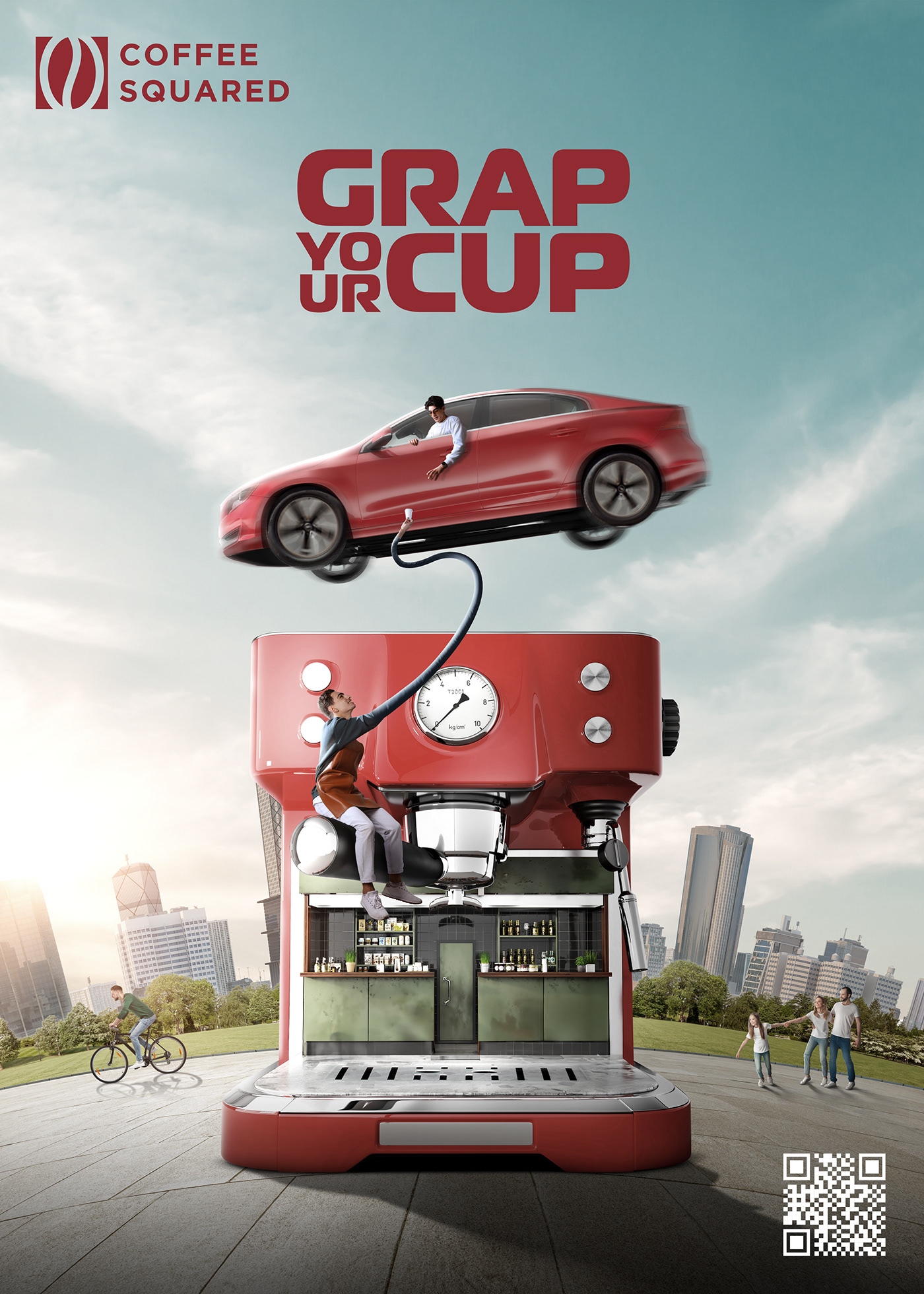 Coffee cafe Advertising  campaign takeaway delivery drivethru visualization visual design poster