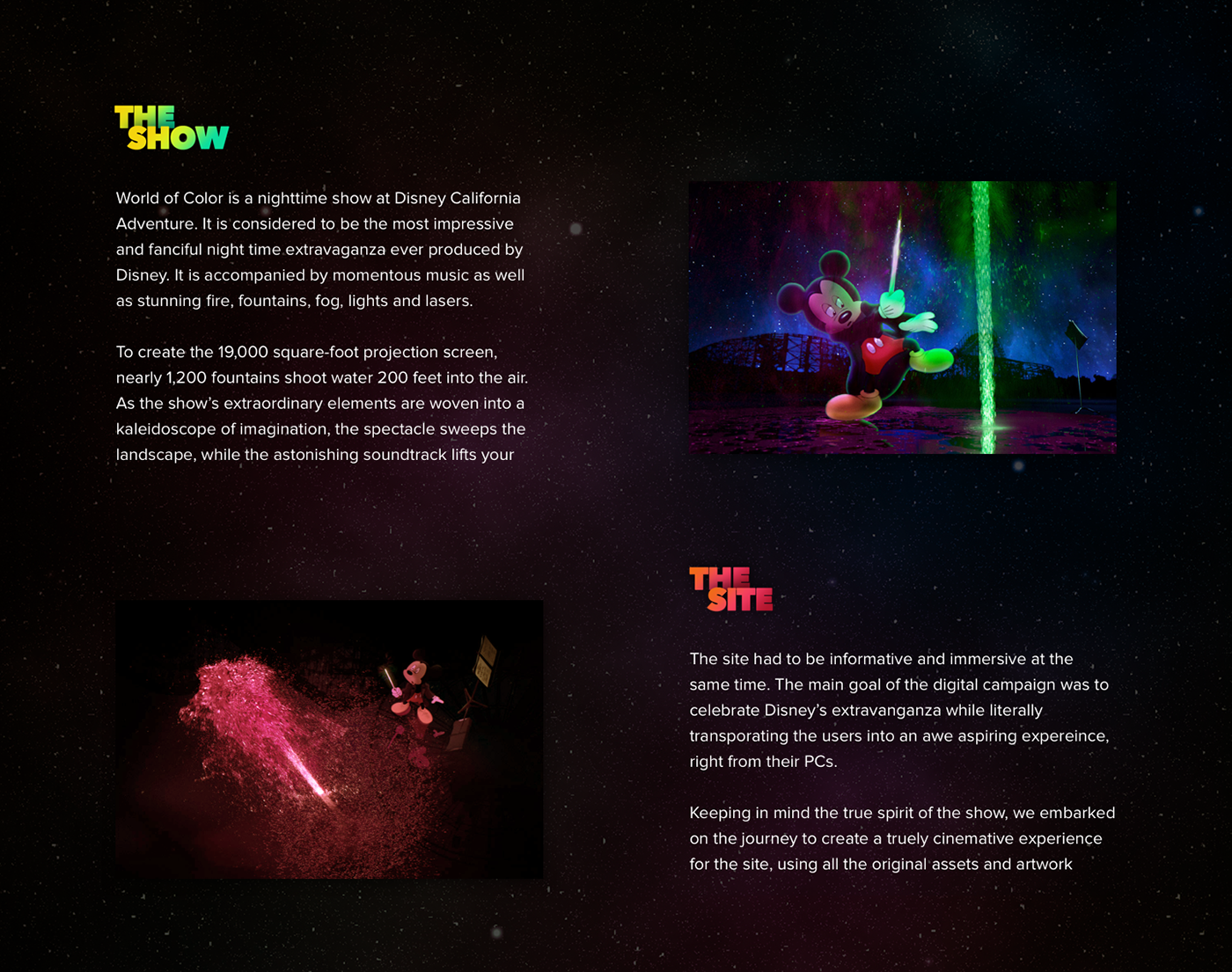 disney Web interactive World of Color Website Flash design color pixar