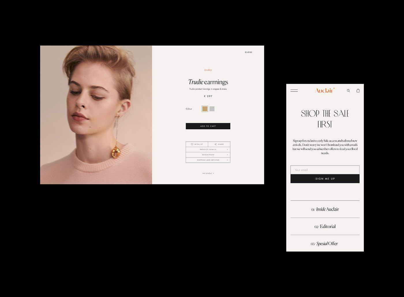 clothes Ecommerce Fashion  interaction luxury minimalist online store Sustainability UI/UX Website