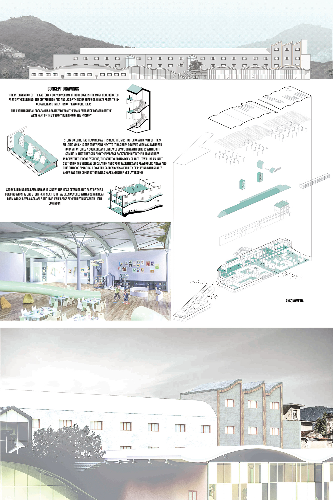 kid's factory renovation YAC Competition design Italy como old factory kids mention