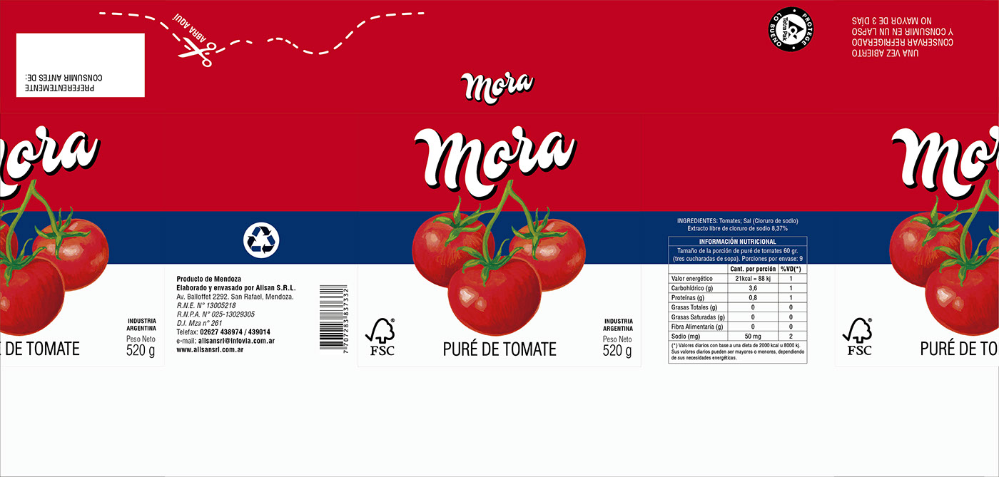 diseño gráfico Packaging puré de tomate troquel tetra pak tetrabrick brick Tomato graphic design 