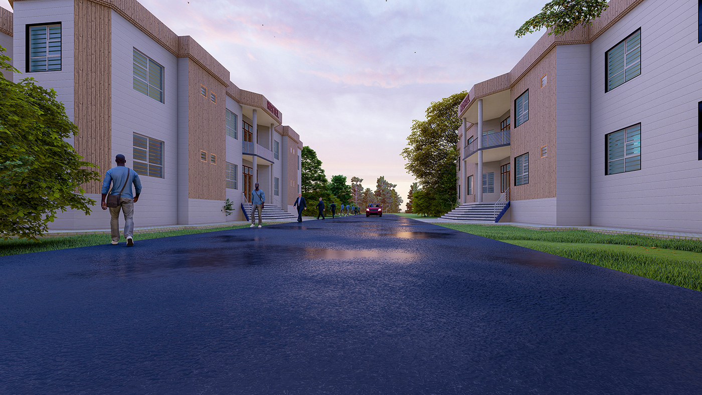 3D aia designs architecture exterior hostel hostel design hotel Render visualization