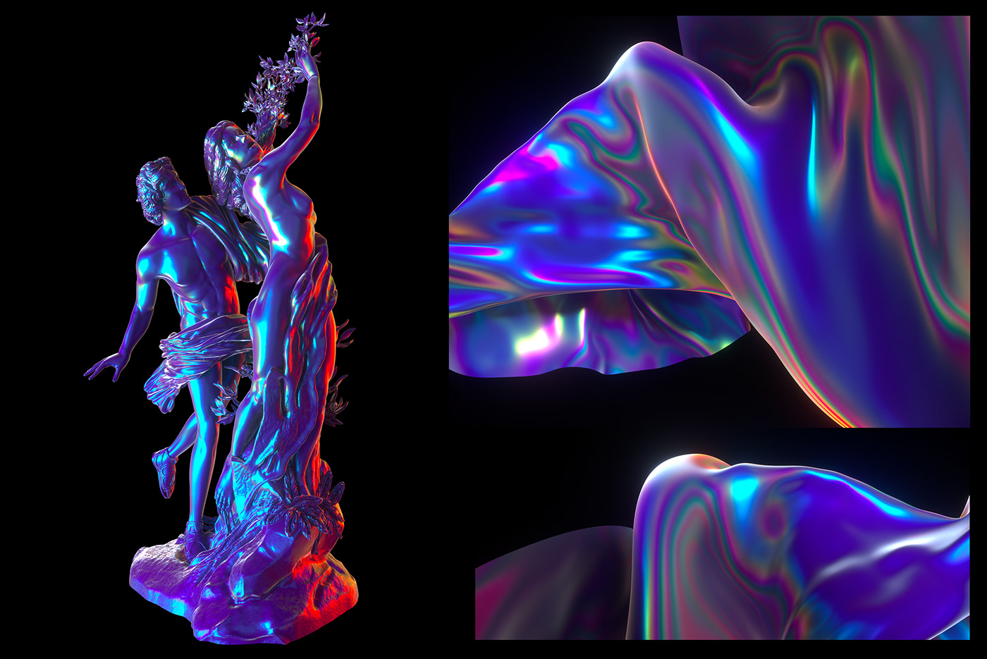 sculpture octane abstract cinema4d 3D rainbow glow photoshop adobe statue