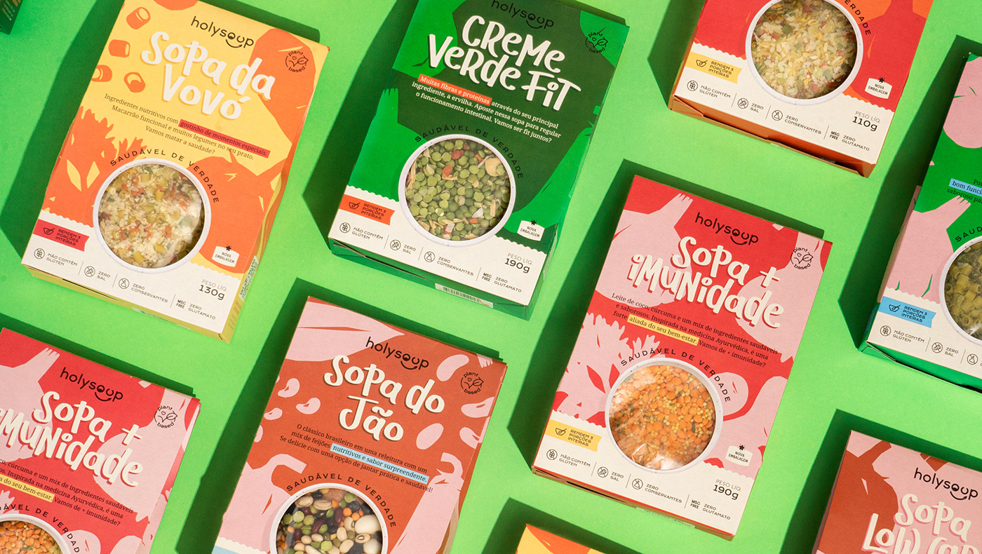visual identity packaging design ILLUSTRATION  Food  design gráfico Soup Plant Based Packaging healthy embalagem