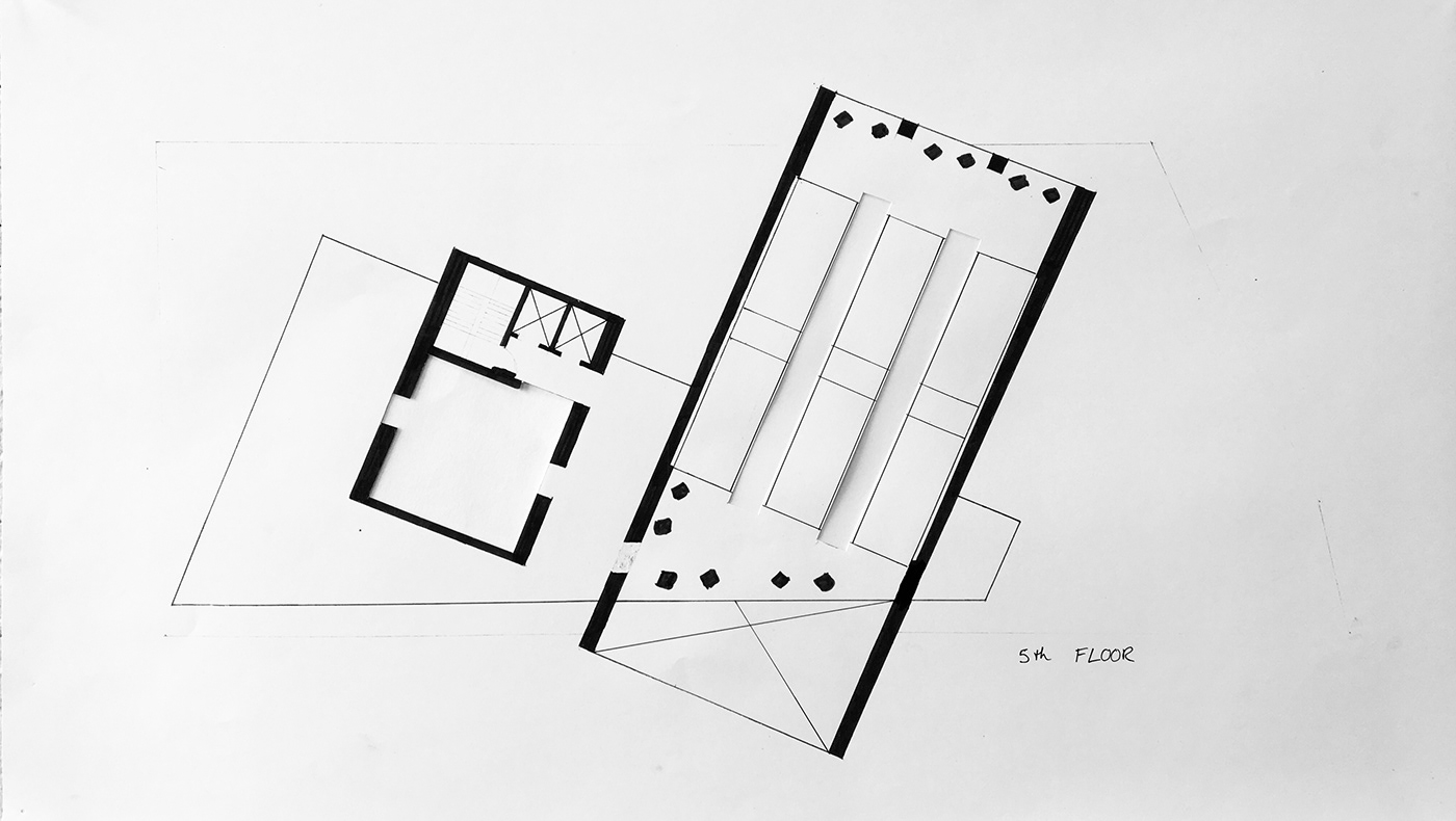 architecture library wood structure inkwash Perspective Plan model site model sketch