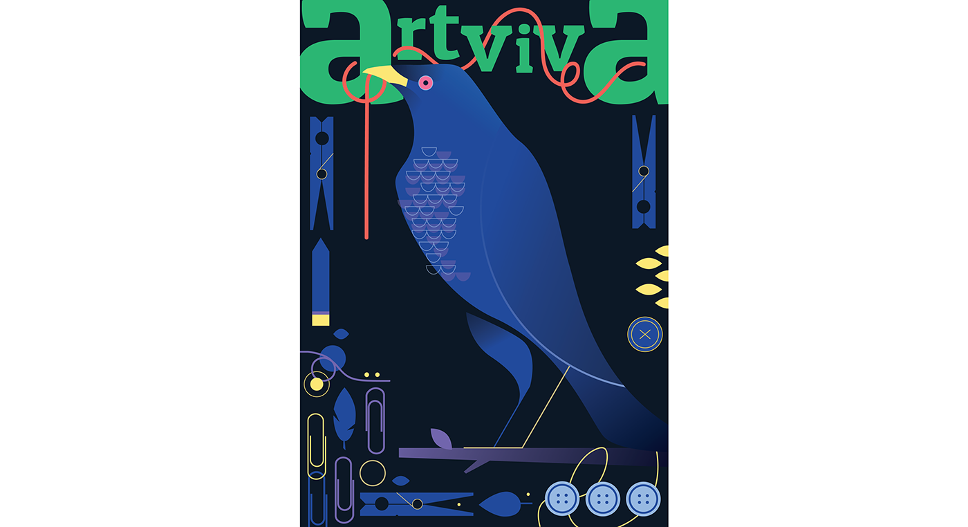 cover magazine ILLUSTRATION  vector bird animal bowerbird Illustrator typography   gradient