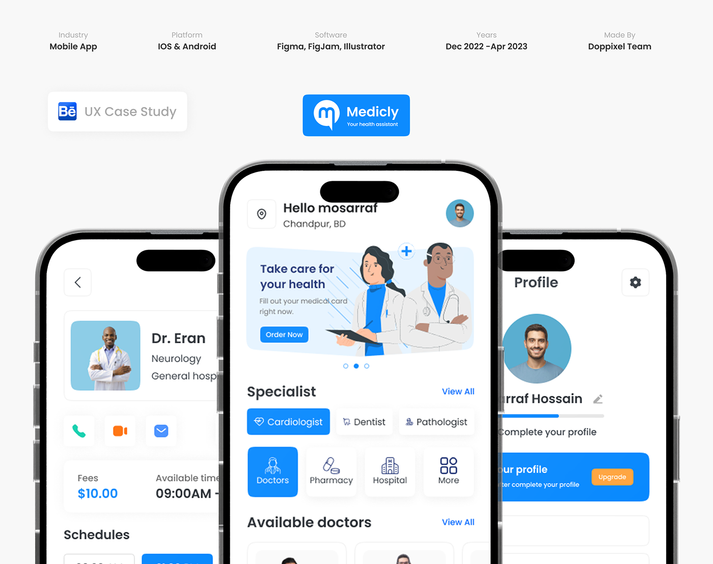 app design Case Study doctor Health Helthcare hospital medical pharmacy UI/UX user experience