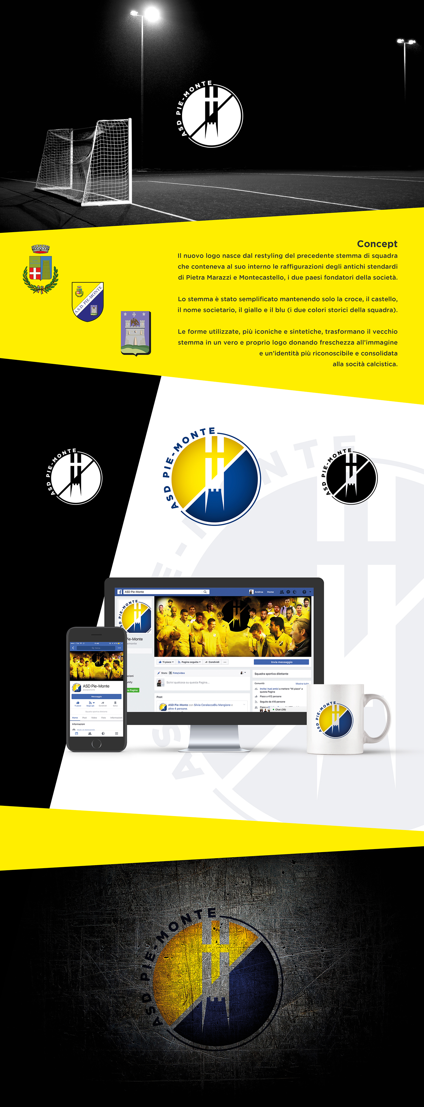 logo brand sport soccer football logodesign asd piemonte yellow blue