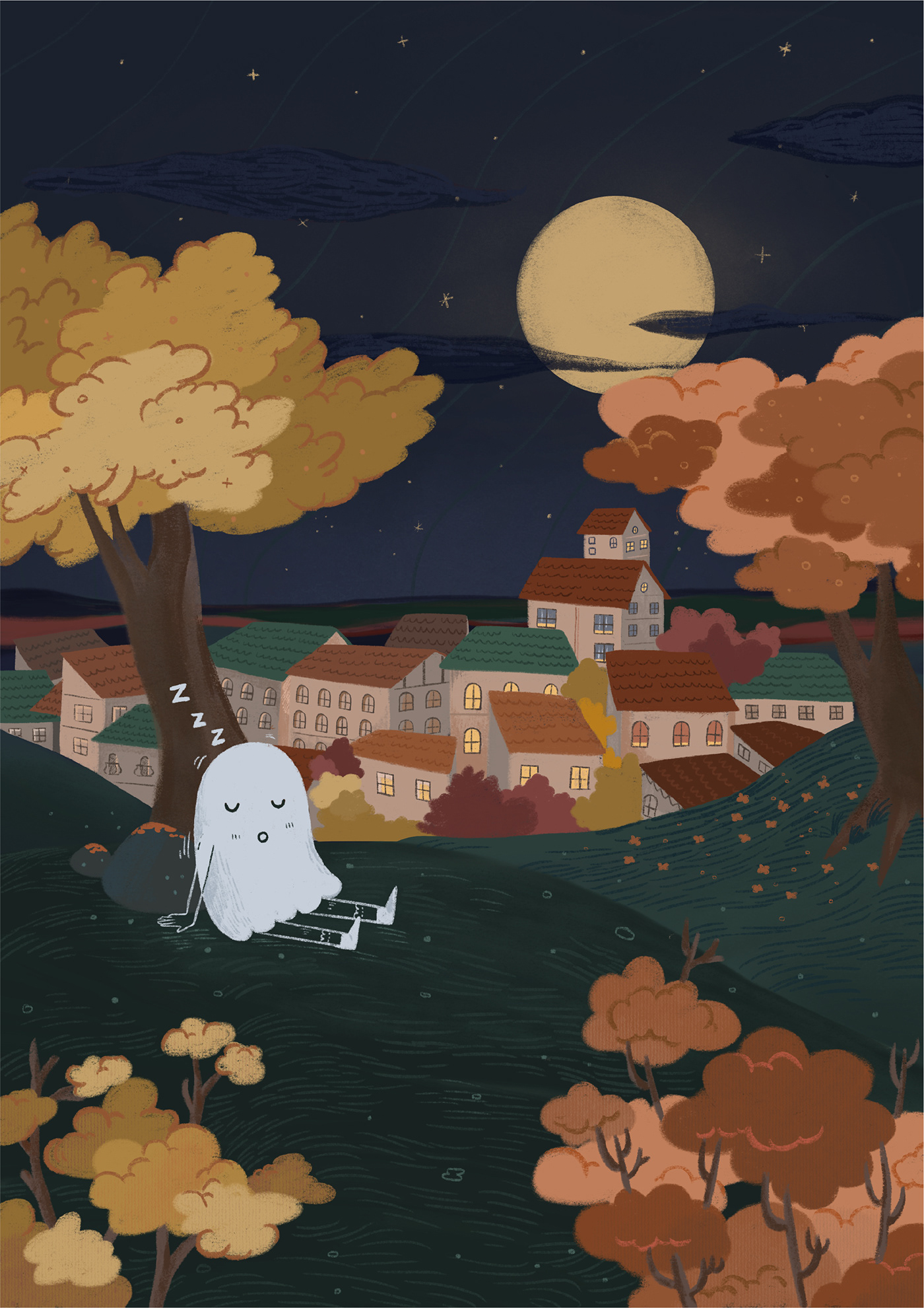 childrensbook ghost Halloween ILLUSTRATION  inktober kidlit october peachtober Procreate vancouver