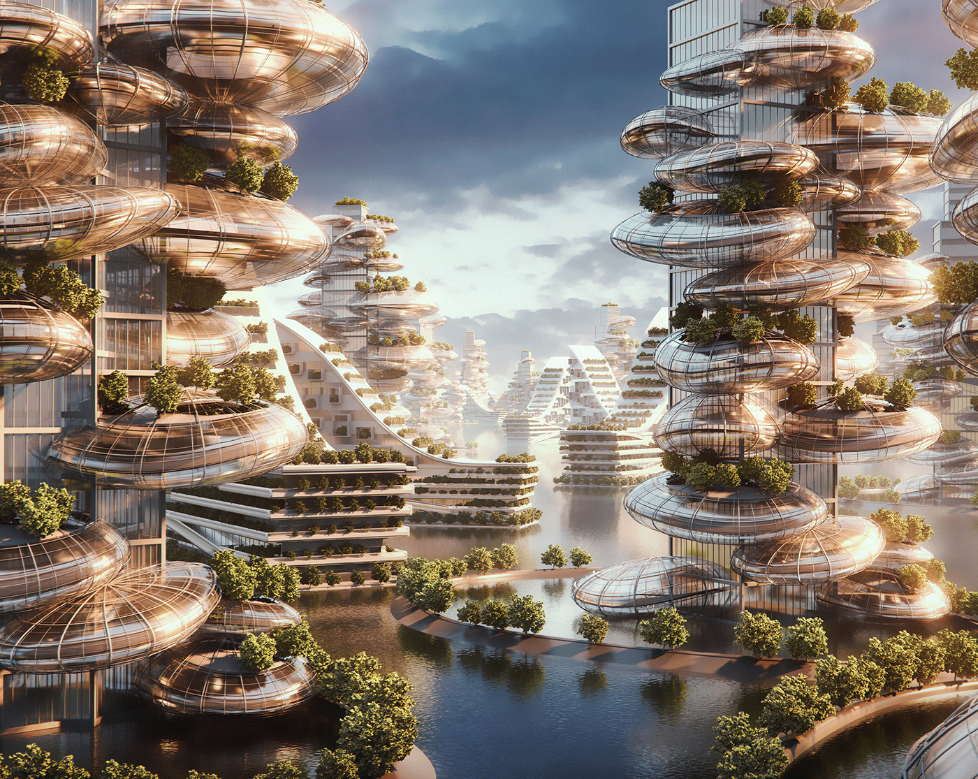 buildings concept art enviroment future futuristic modern Landscape