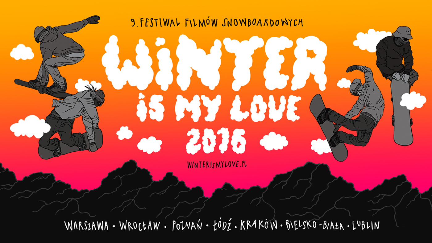 ILLUSTRATION  Drawing  graphic design  Handlettering snowboard Snowboarding winter poster