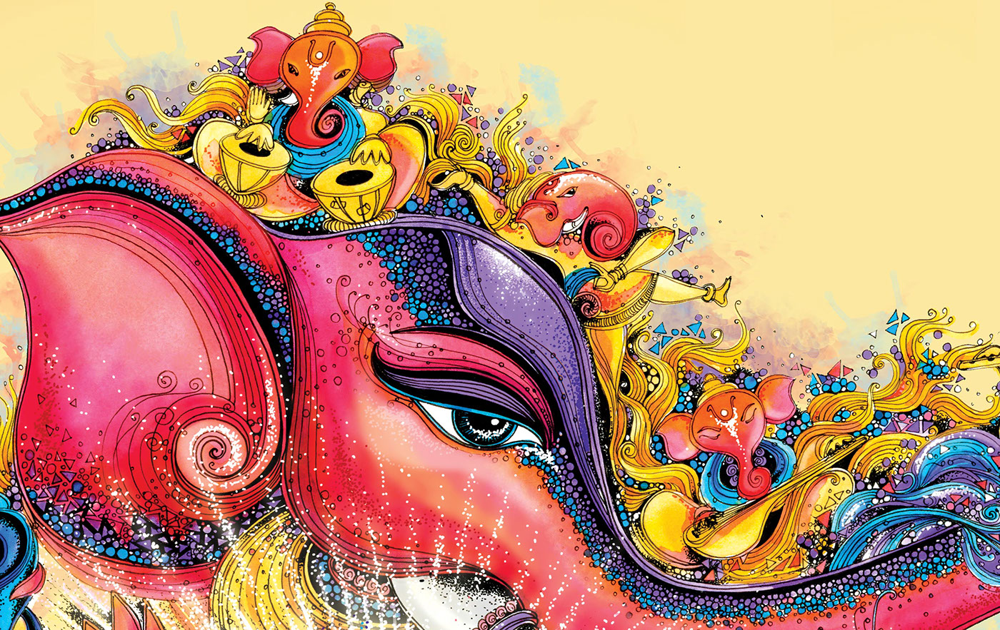 ILLUSTRATION  ganesh festival indian gods artforms handdrawn illustration Hinduism