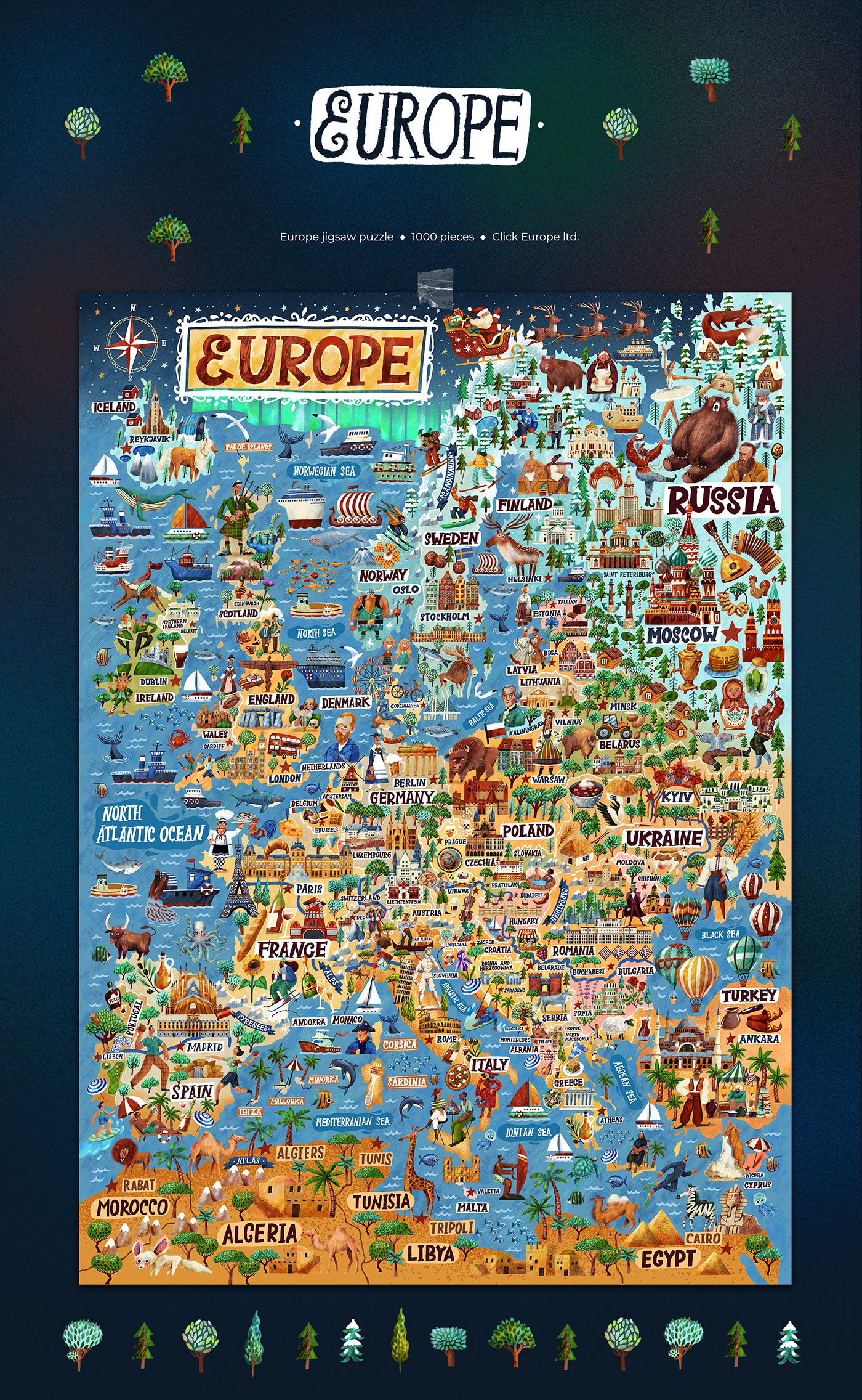 puzzle ILLUSTRATION  map illustration Travel puzzle design digital illustration kids illustration jigsaw puzzle children europe illustration