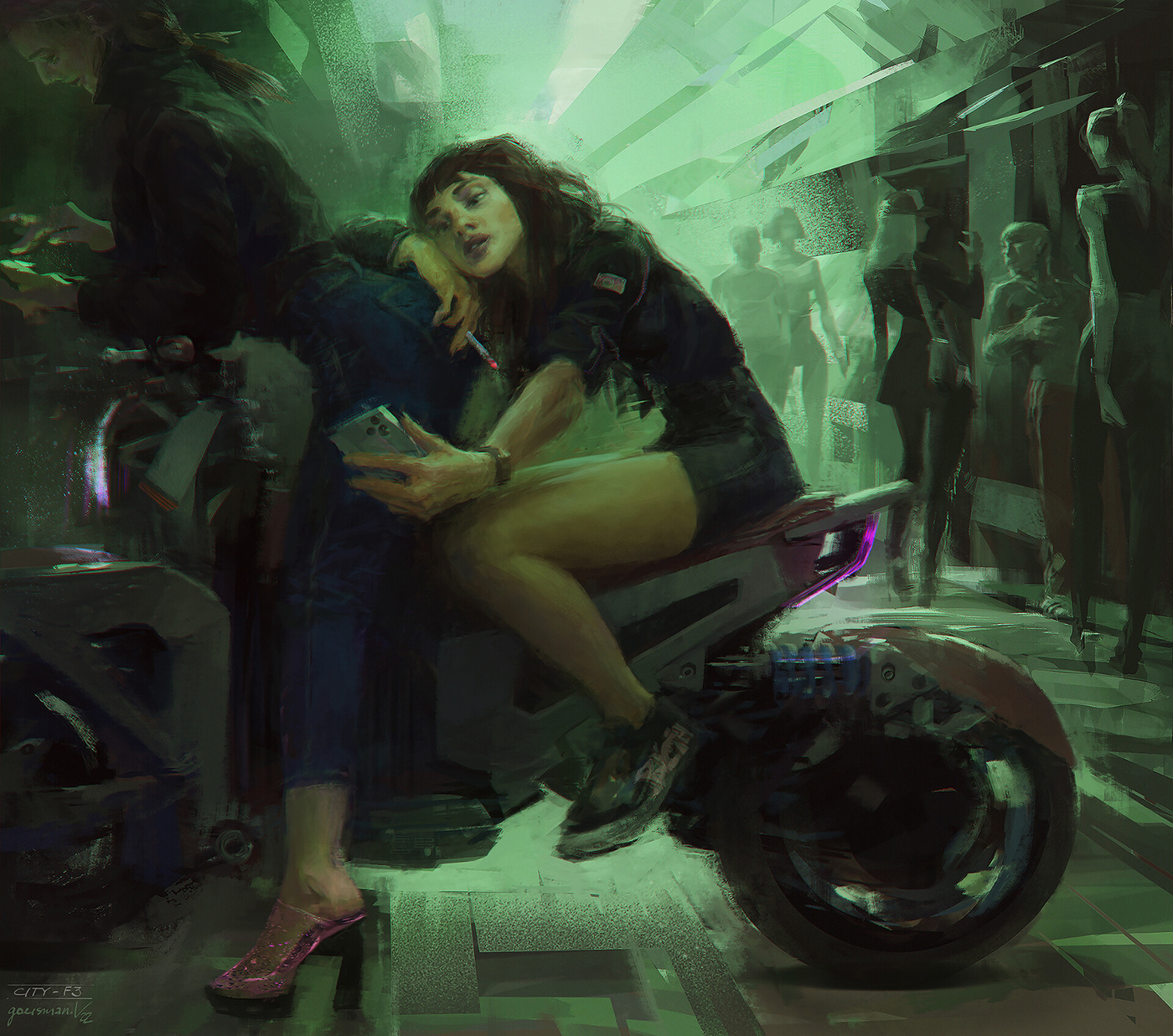 concept Concept Image Digital Art  fairy tale girl on bike girl on motorcycle key frame Russian fairy tale