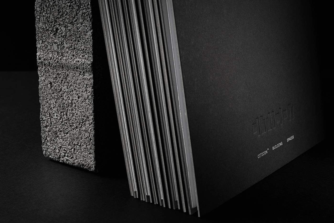 brochure black and white architecture vacuum emboss