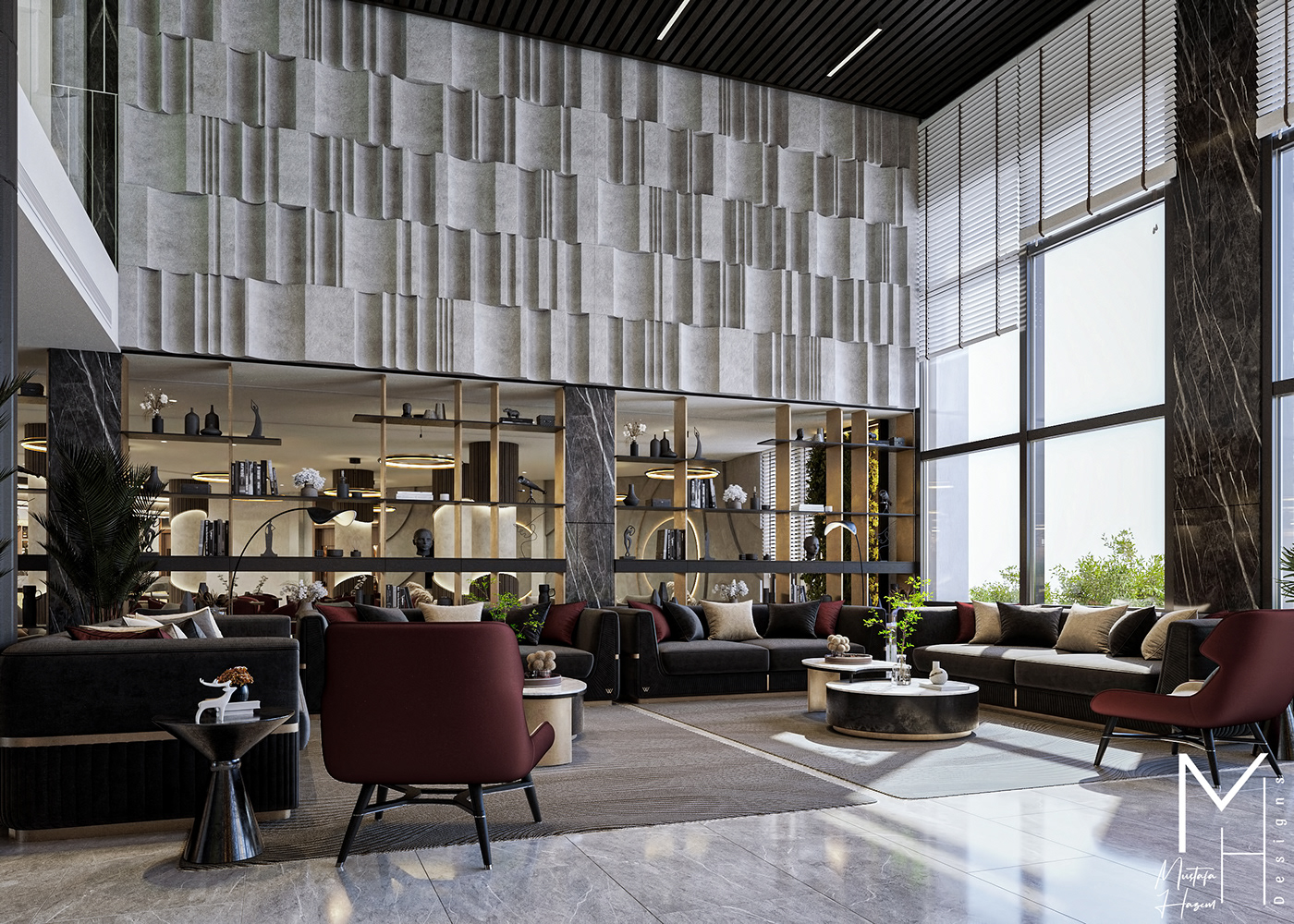 hotel reception luxury Style visualization Lobby Interior design interior design  modern