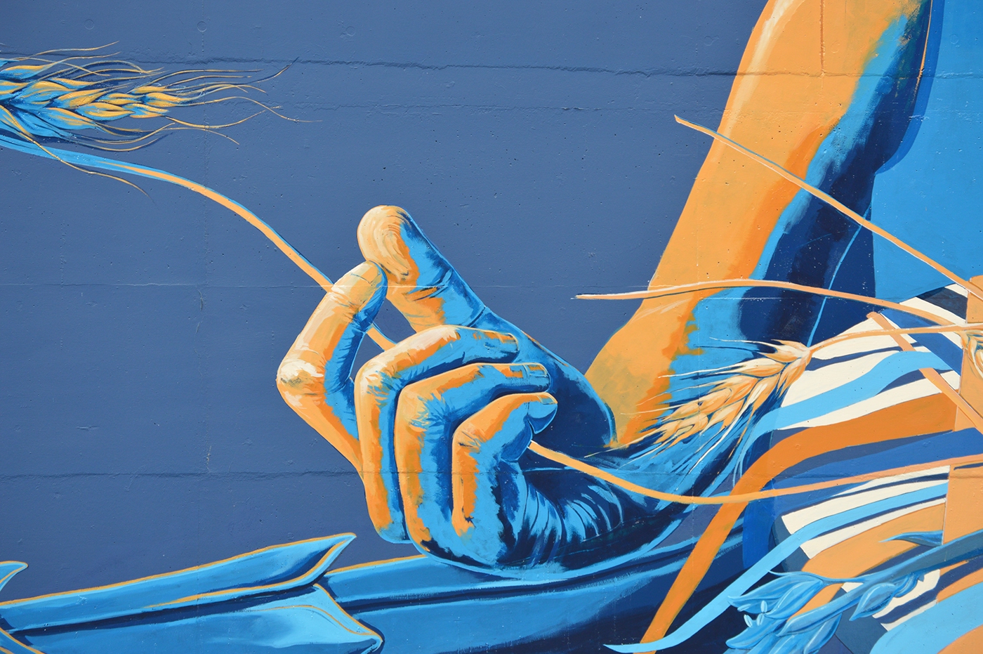 Mural tacoma Street Art  blue huge scale public art indigenous native american weaving historical