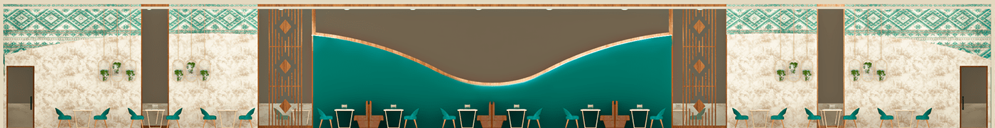 restaurant bedouin cafeteria turquoise pattern interior design  architecture motives