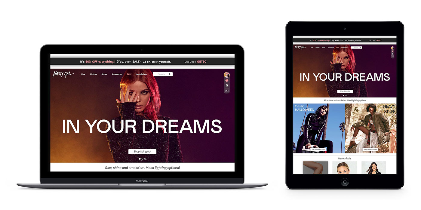 Shopping Ecommerce Website ux clothes Nastygal UX design Interface