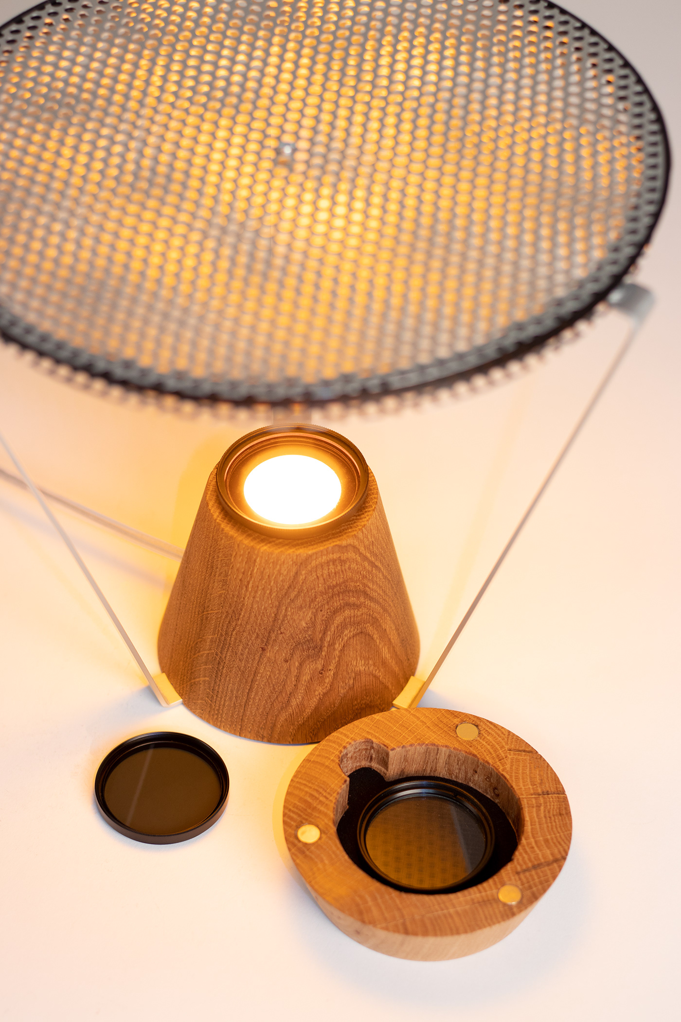 moire Lamp productdesign pattern walnut voyager