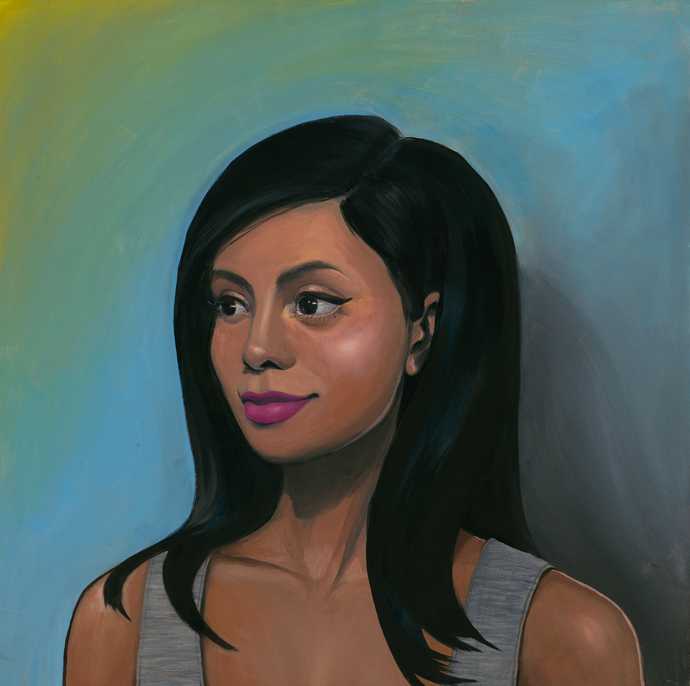 Adobe Portfolio self portrait painting   oil ILLUSTRATION  gradient