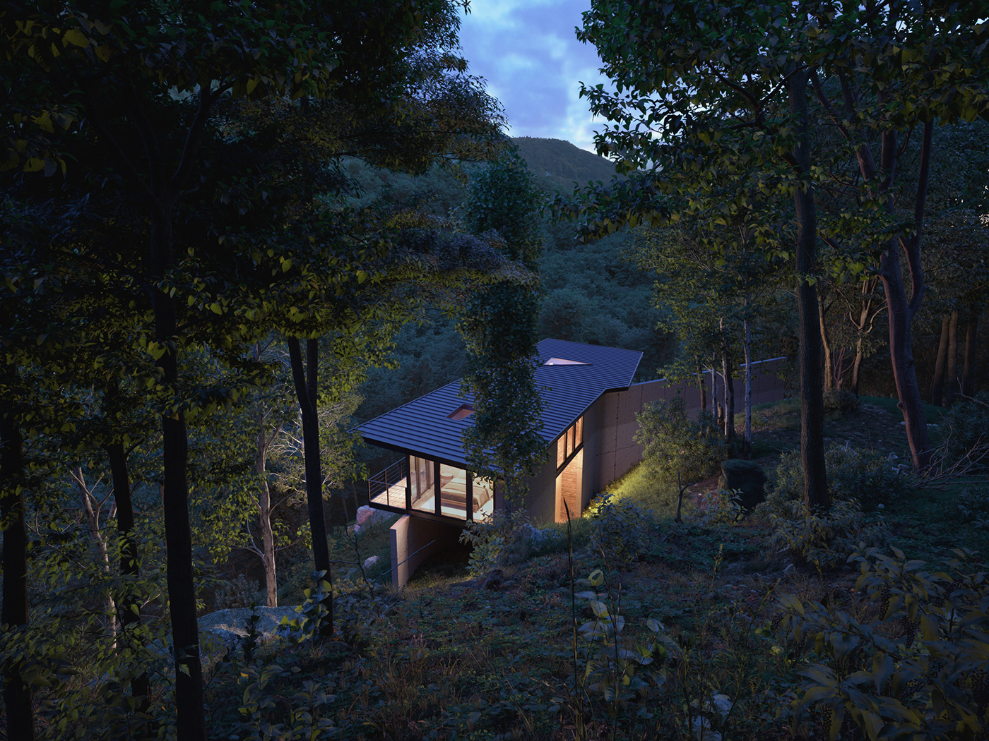 forest Tree  3ds max architecture archviz CGI exterior house HouseInForest visualization