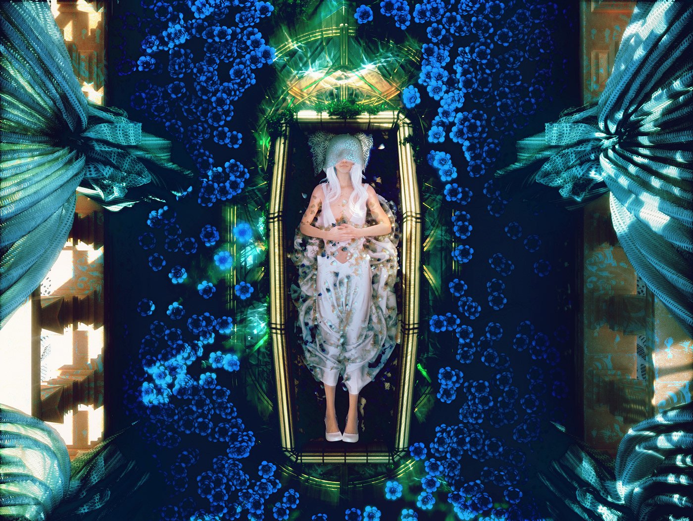 church coffin flower garden girl indoor religion woman
