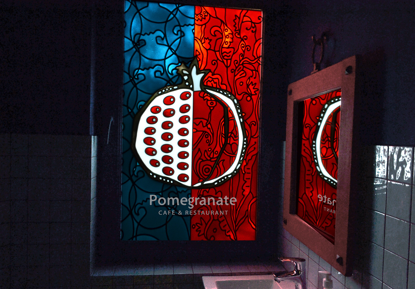 bar branding  decoration design Georgia ILLUSTRATION  Interior logo pomegranate tbilisi