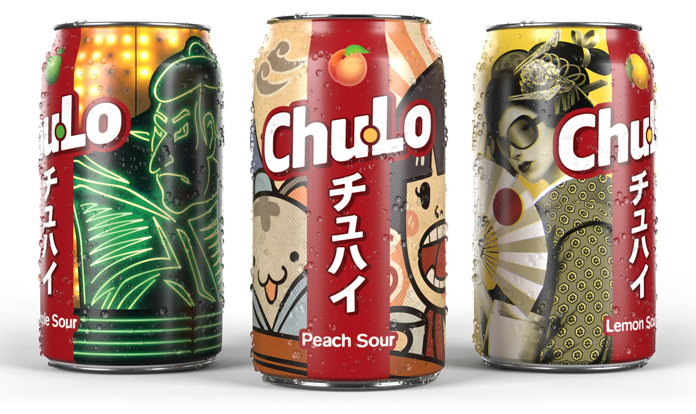 Chu-Lo Chuhai soft drinks package design  CHARLIE WYTHE TOP LEAGUE Brand Design japan tokyo soda can