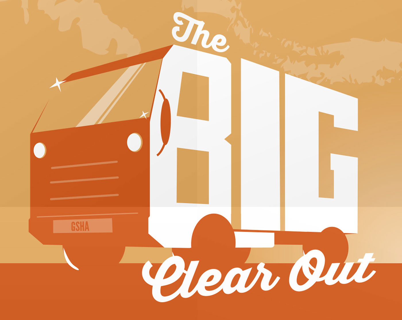 big clear out poster Promotion Truck Van simple flat Retro posters flyer charity campaign