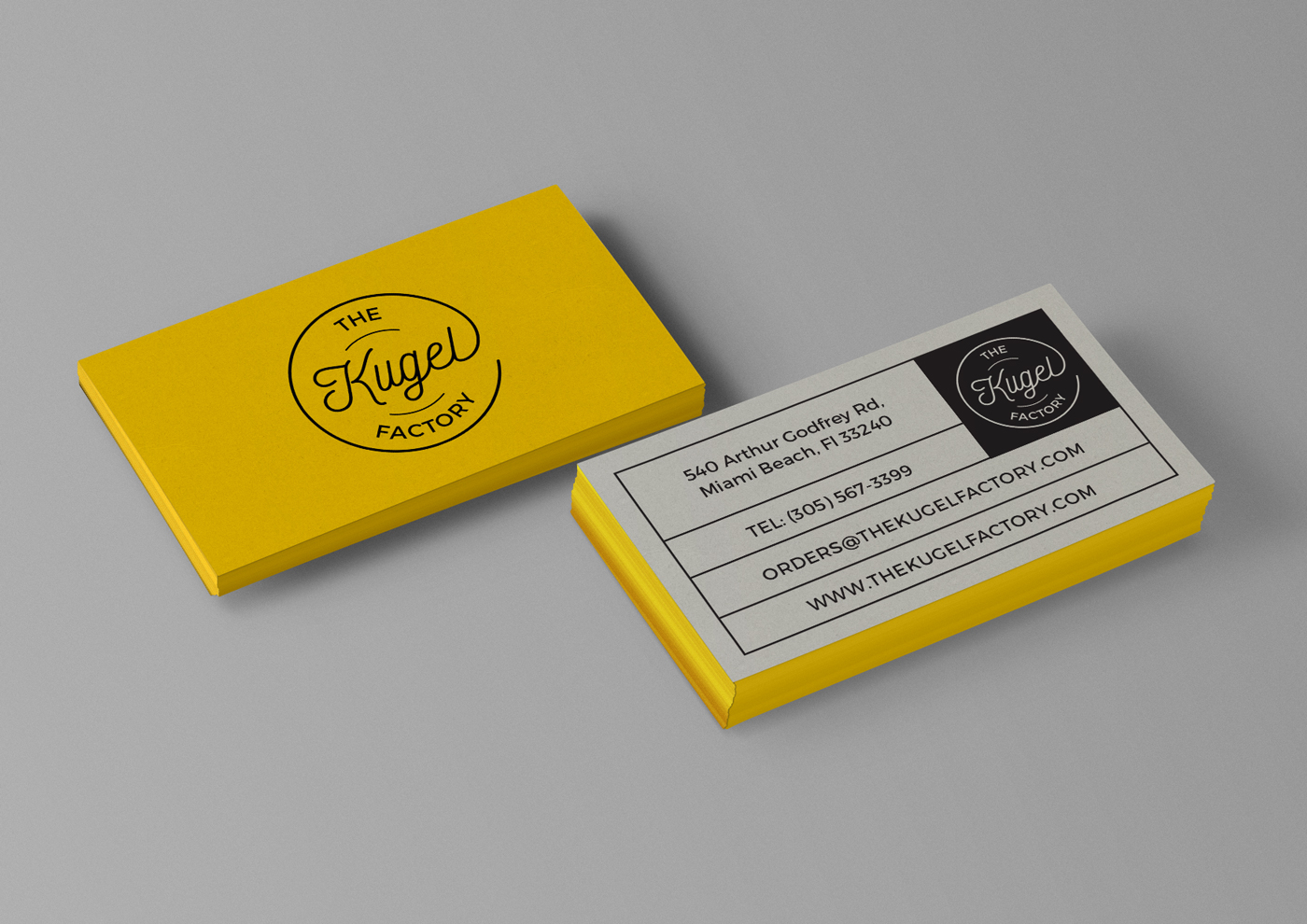 branding  graphic design  logo kugel Food  food company factory labels business card
