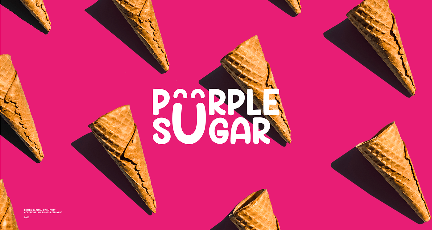 Candy ice cream Logo Design pink purple smile sweet logo brand identity happy