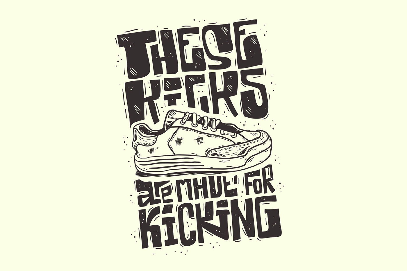 t-shirt tee print hand lettering typography   footbag kicking shoe type