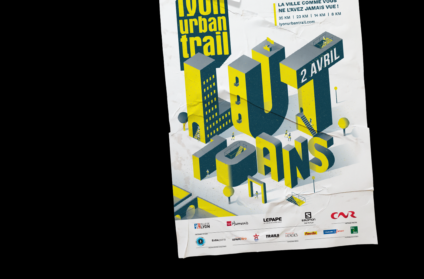 trail run poster lyon sport lights city trailers runner saint-etienne
