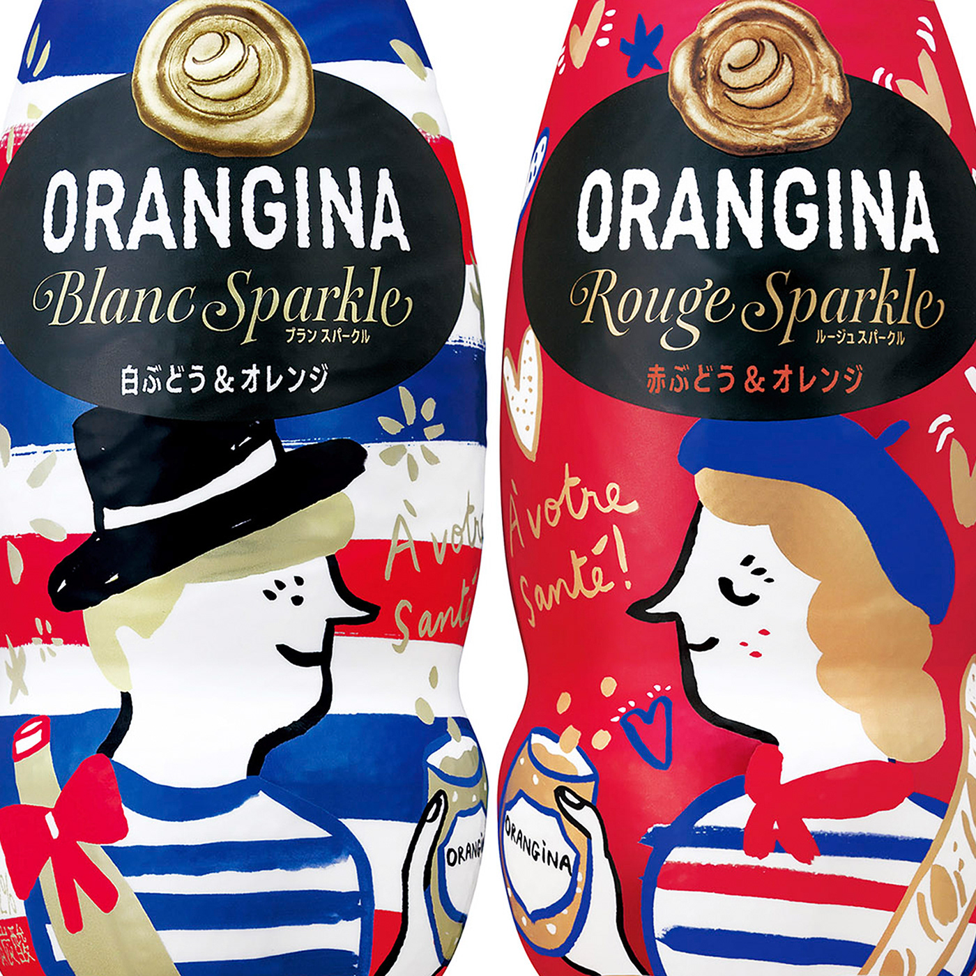 wine soda beaujolais nouveau france japan ILLUSTRATION  packagedesign Orangina Fruit sparkling