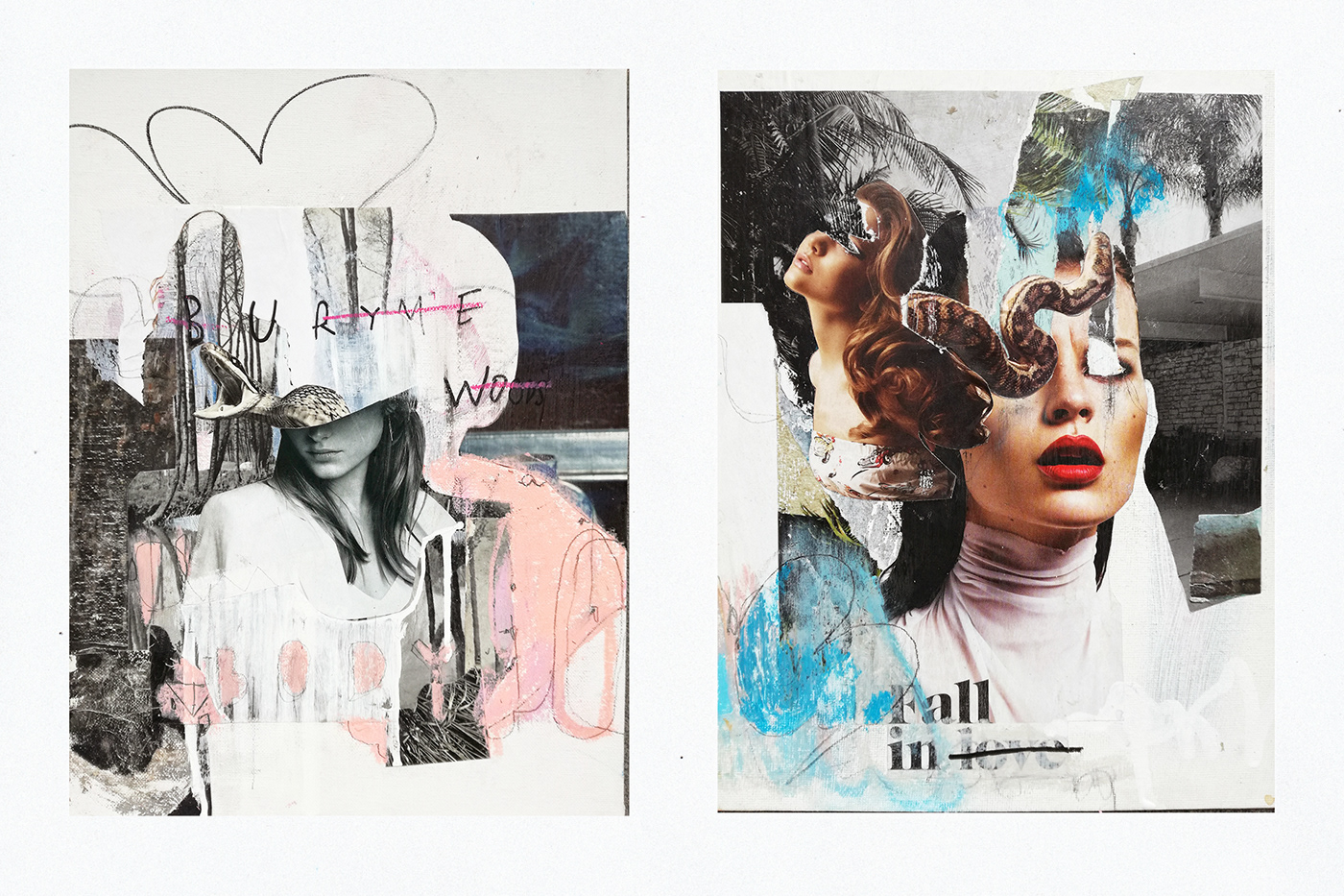 collages Fashion  woman punk Urban mixmedias art