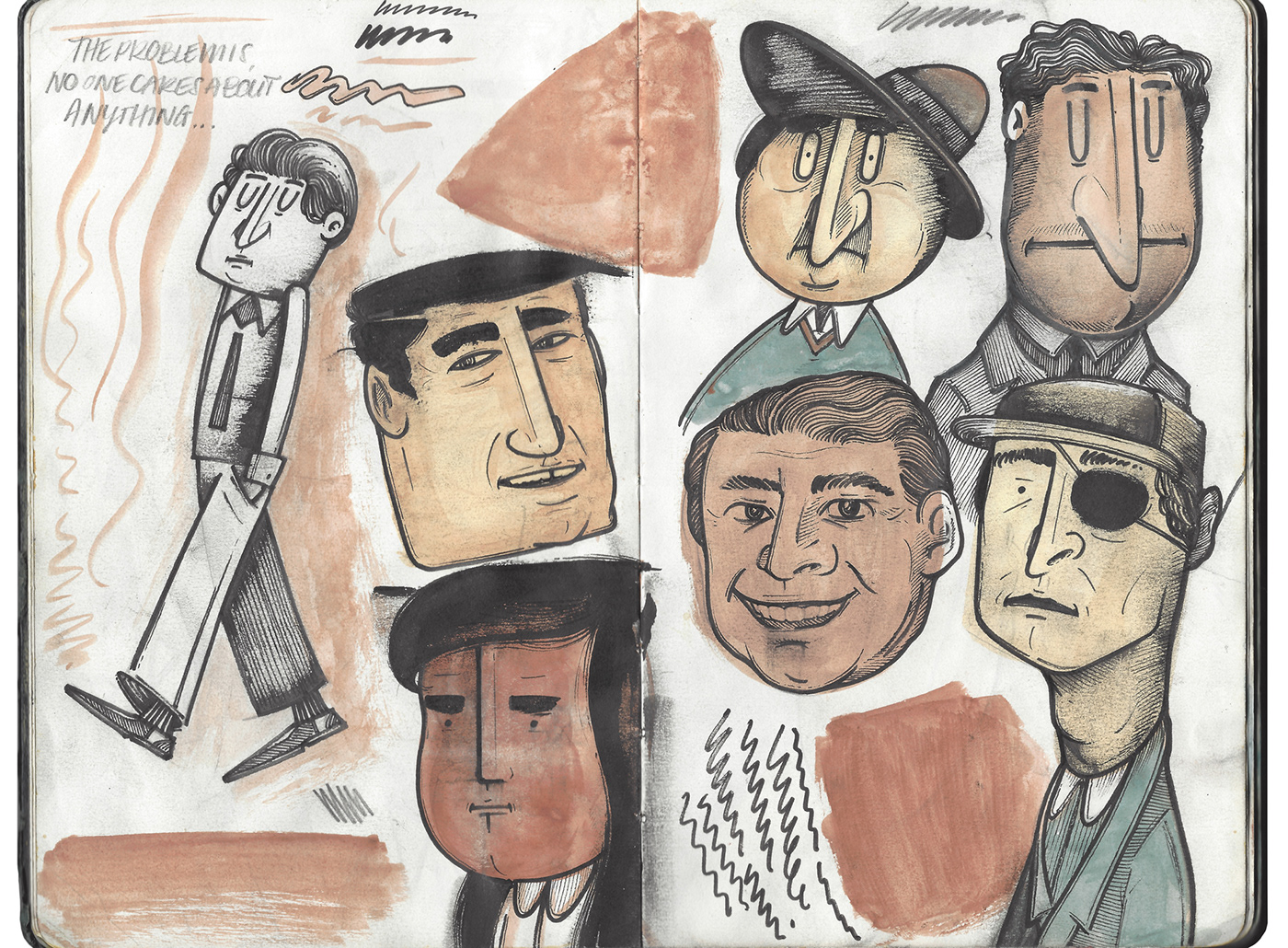 sketchbook Drawing  Character linework gouache doodle