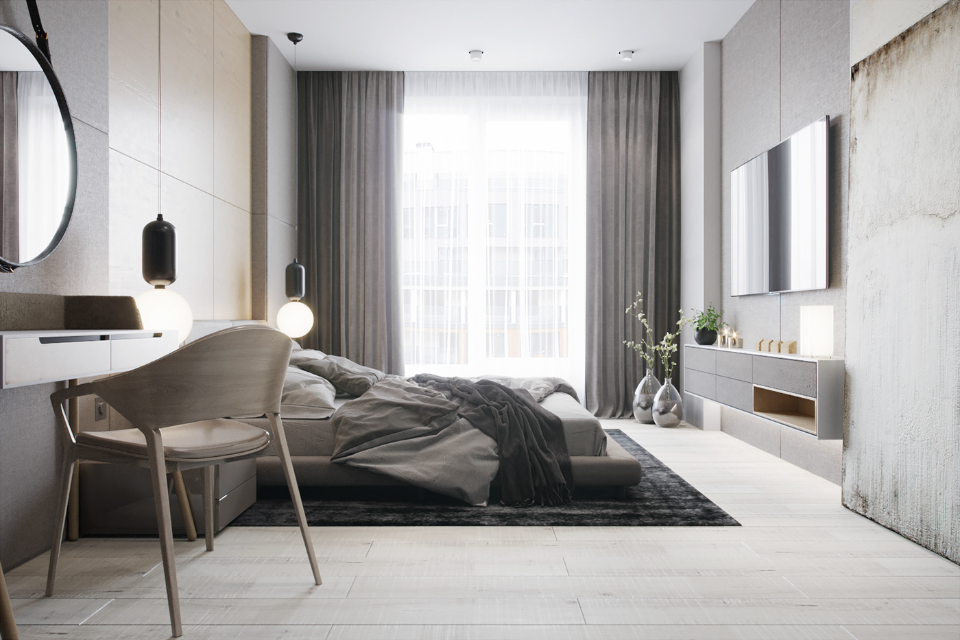 design bedroom 3d max corona render  Kyiv minimalizm design kyiv architecture kiev Interior